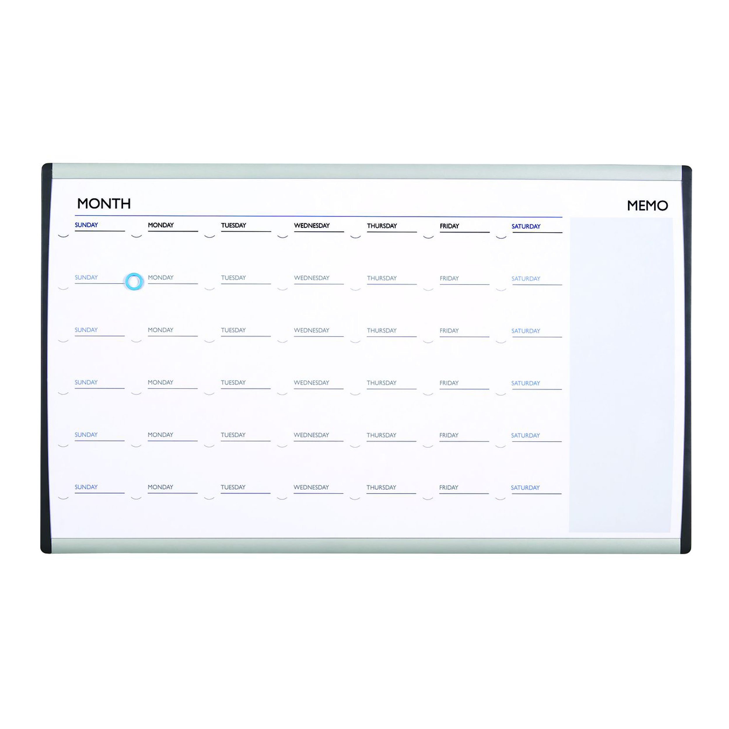 Quartet Arc Frame DryErase One Month Calendar, 30 x 18 Inches