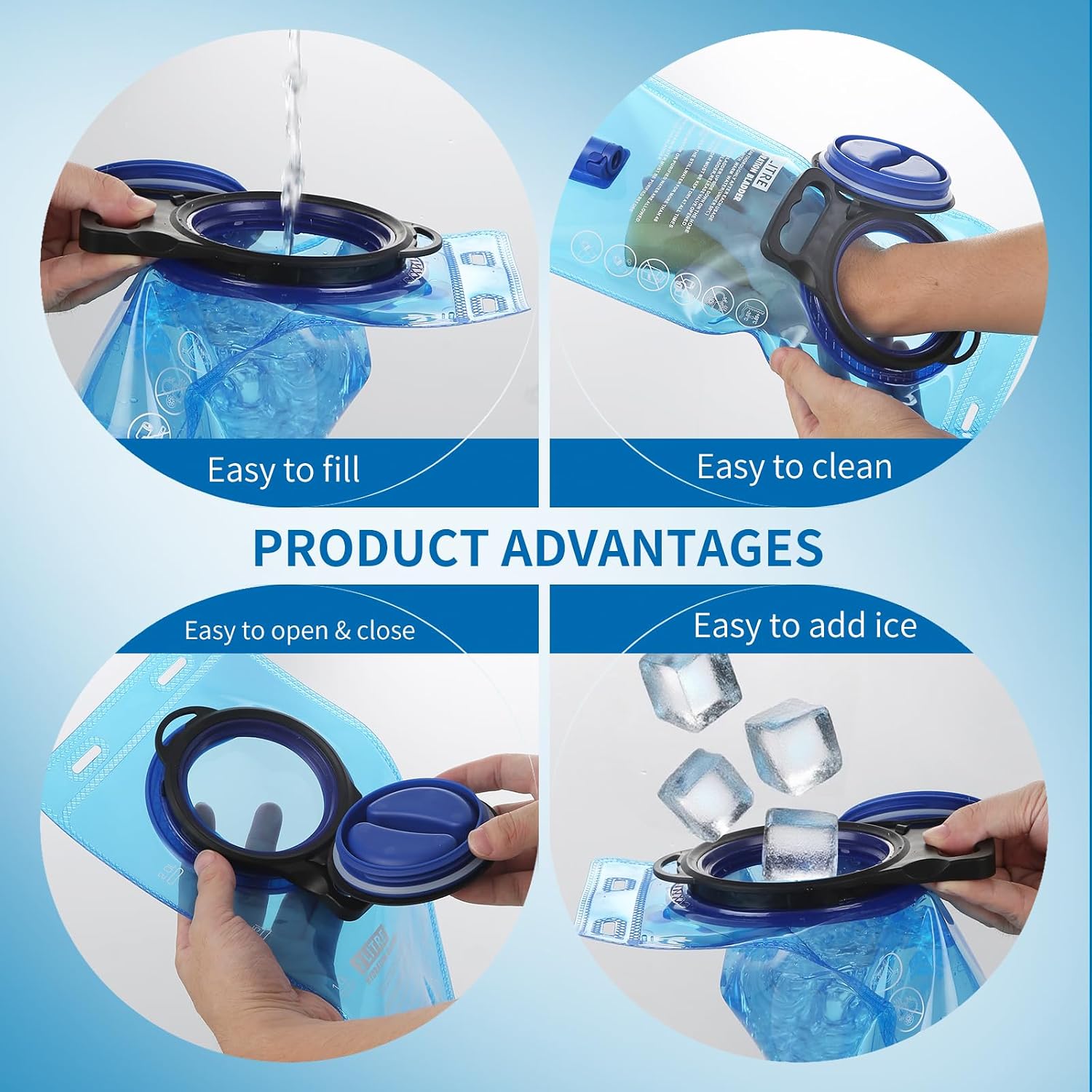Replacement Hydration Bladder Compatible with Camelbak Backpack, 2L Water Bladder for Hiking Backpack, No Leakage Water Reservoir Storage Bag, with Large Opening, for Camping, Cycling and Running
