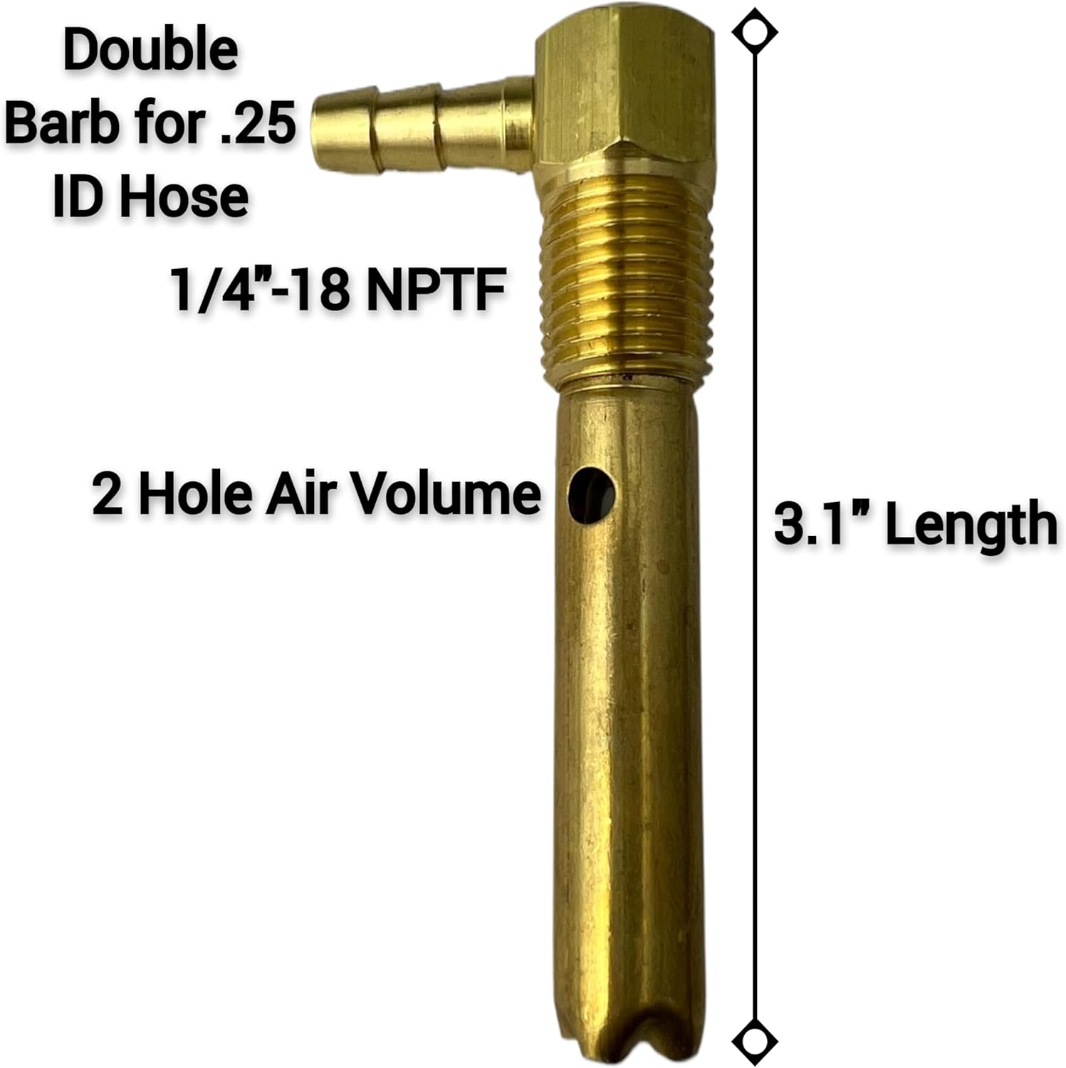 Small 1/4" Fuel Tank Vent, 1/4 Inch .25-18NPTF Thread For 1/4" or .312" Hose ID's