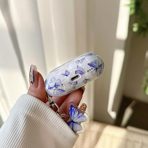 Miniatura 5 de Bonita funda para Airpod Pro 2 (20222023) con llavero de mármol blanco, funda protectora de TPU duro compatible con AirPods Pro de 2 generación para