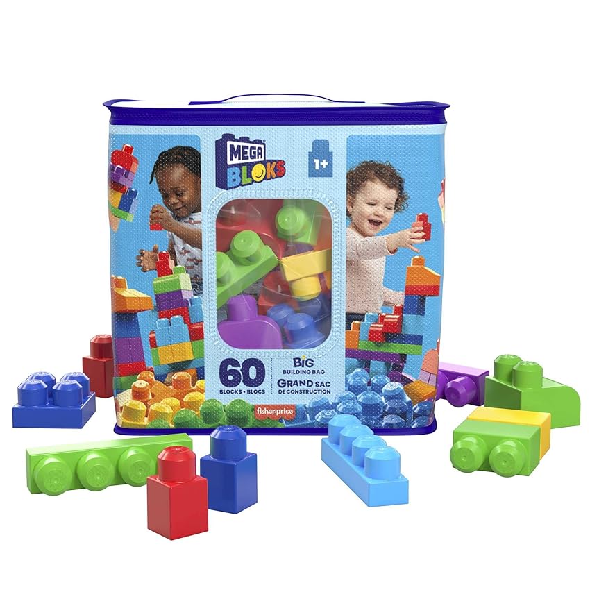 Immagine del prodotto Mega- Sacca Ecologica Blocchi da Costruzione, Giocattolo per Bambini 1+ Anni, Multicolore, 60 Pezzi, DCH55