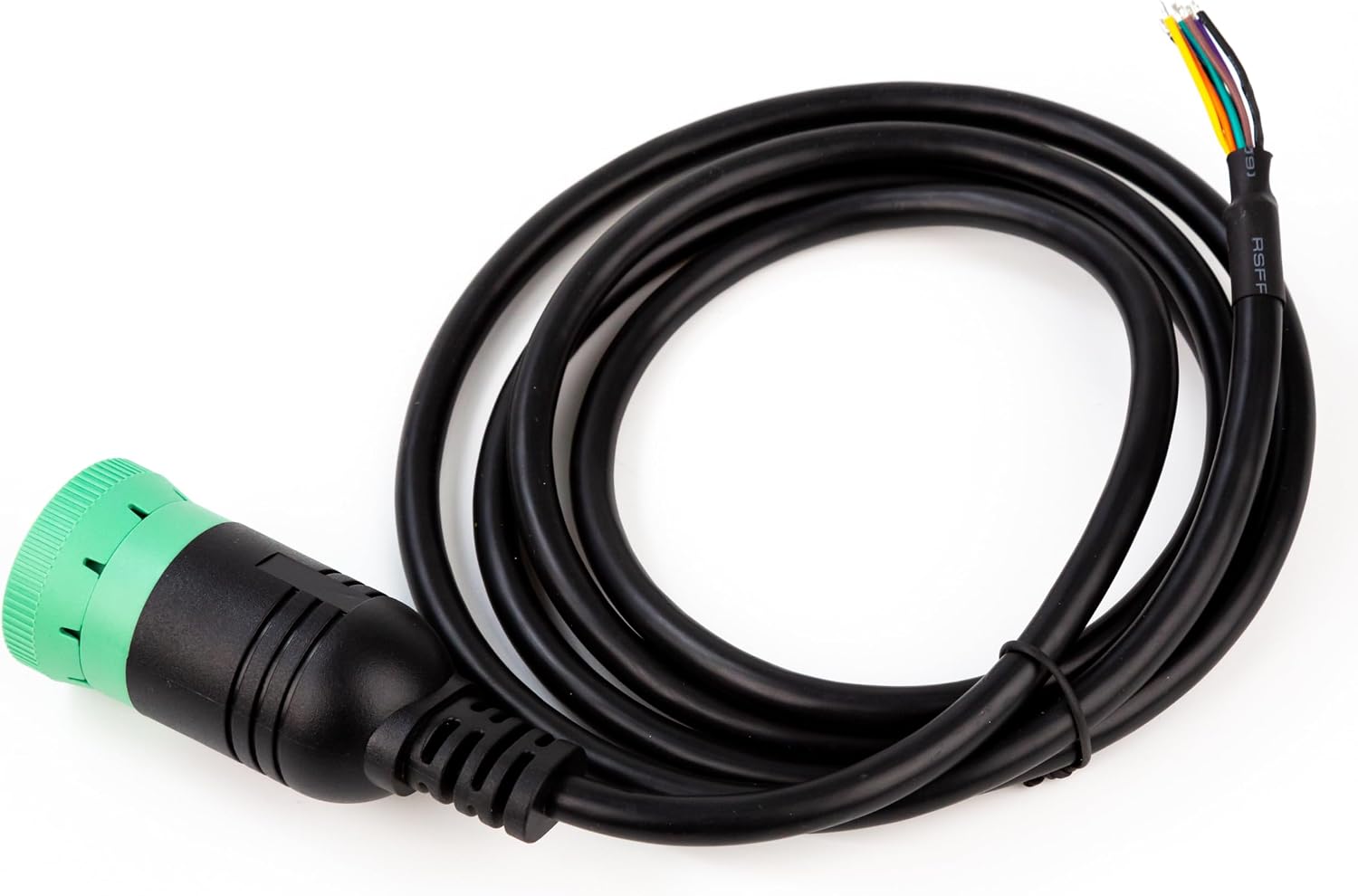 Green Type 2 J1939 Male to Open Pigtail 9pin Cable Truck Diagnostic Scanner Cable