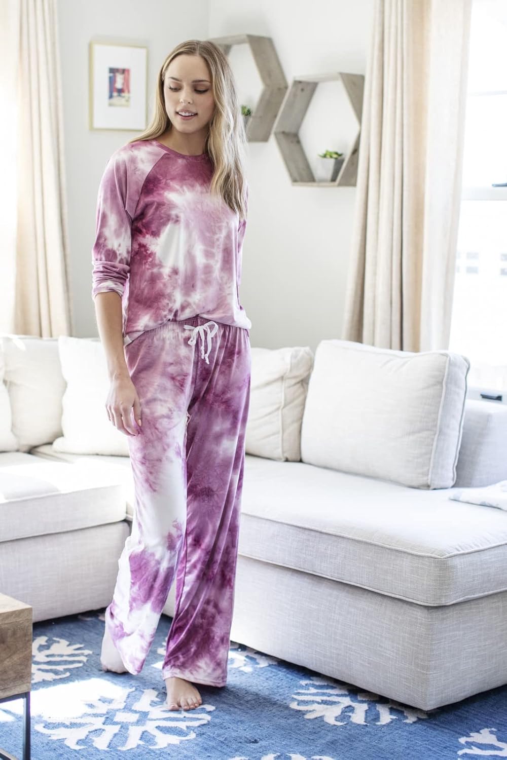 Hello Mello Dyes The Limit Lounge Pants Soft Pajama Tie Dye Bottoms Elastic Waistband Drawstring Tie - Image 8