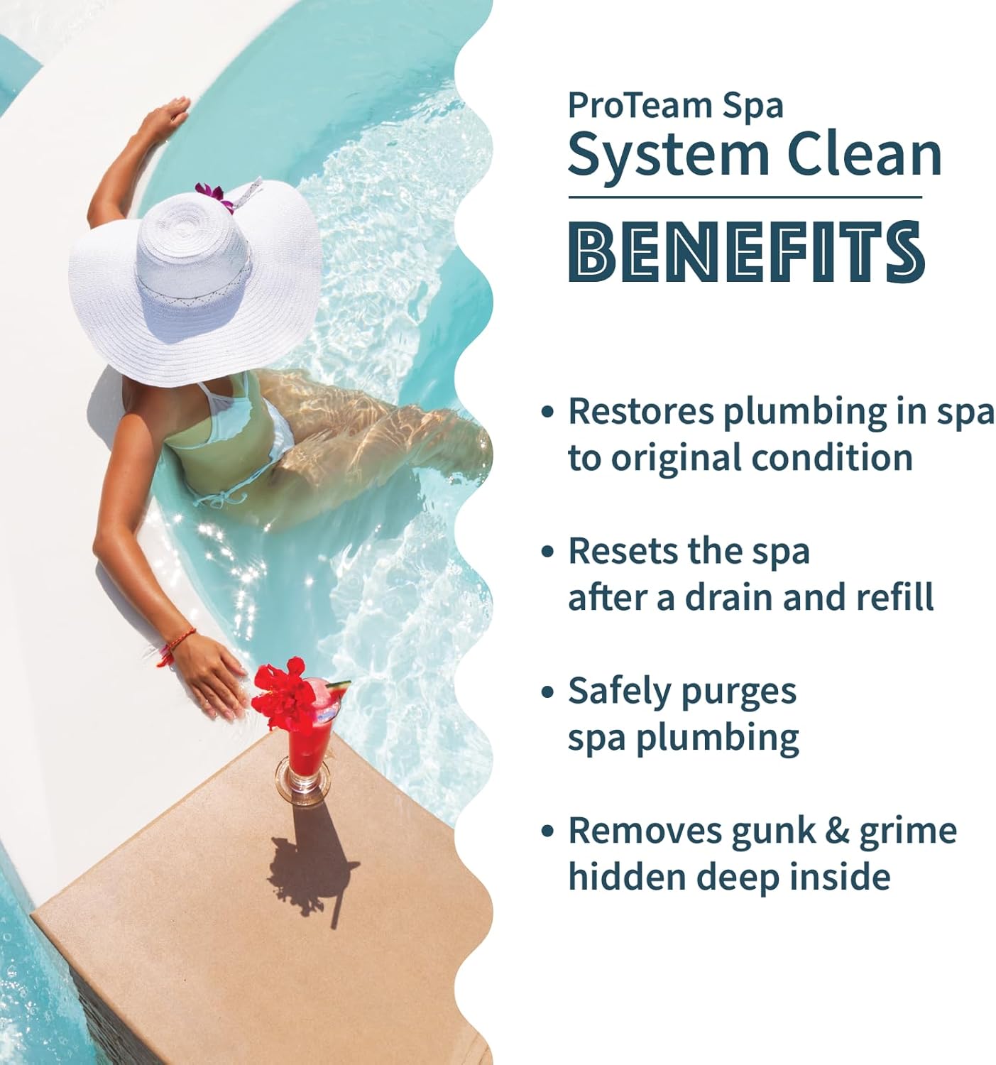 Proteam Spa System Clean - Jetted Tub Cleaner - Hot tub Jet Cleaner - Hot Tub Cleaner for the Jets and the Tubes with SplashWiz Hot Tub Chemicals Care Guide - Made in USA (1 pt) (2 Pack)