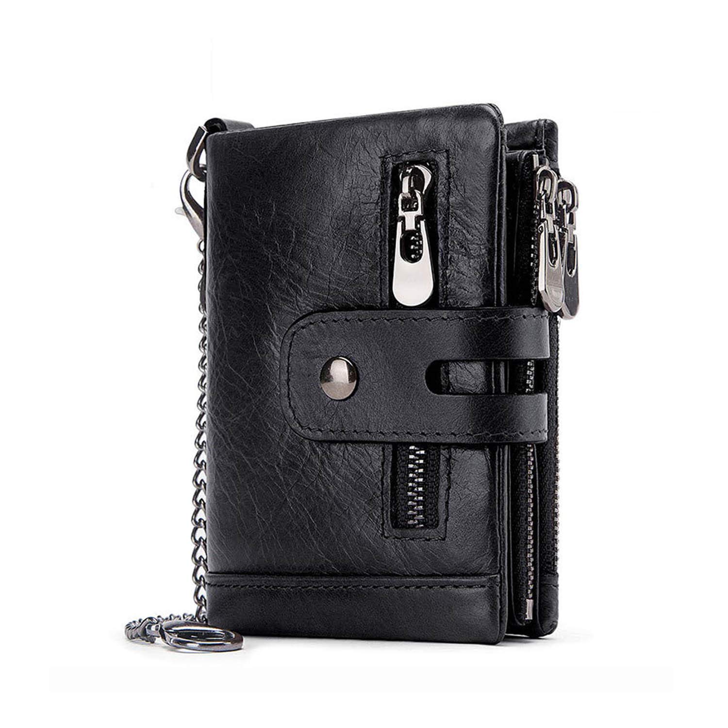 FANDARE Antifurto Portafoglio con RFID Uomo Donna Corto Portafogli Pelle Portafoglio Pieghevole con porta carte di credito portamonete porta tessere Nero