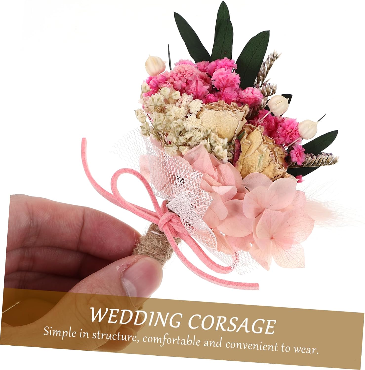 LIFKOME Wedding Groom Boutonniere and Bride Corsage Mini Dried Flowers Bouquet Hydrangea Elegant Floral Accessories for Weddings and Special Occasions