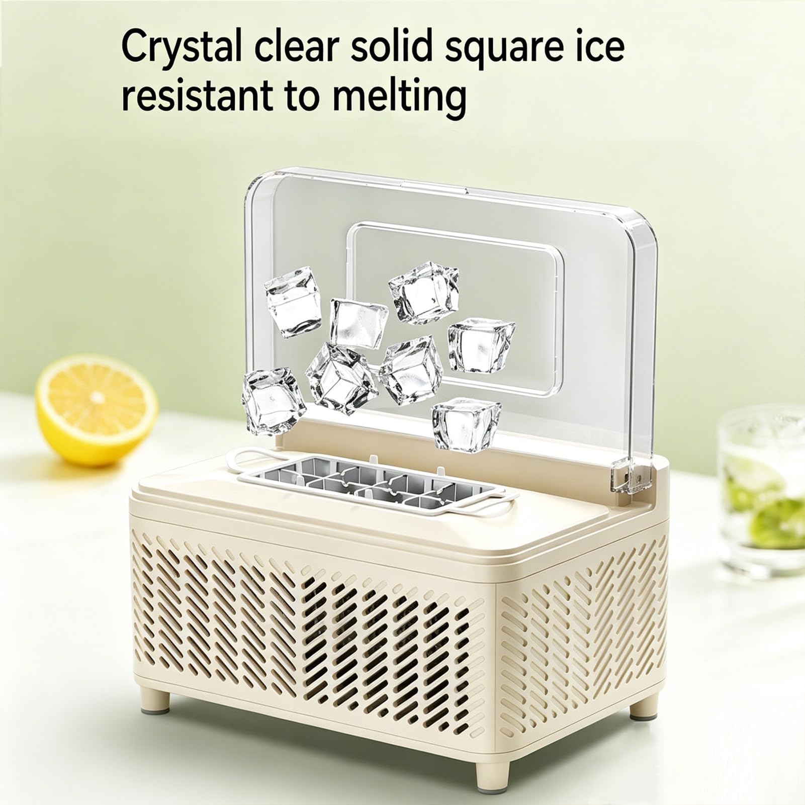 Tragbare Eiswürfelmaschine, Mini Tragbare Eiswürfelbox Mit 8 Eiswürfeln In 15 Minuten, Dual-modus, Leicht Zu Reinigen, Desktop Automatische Eismaschine Für Familie, Büro, Camping Und Auto