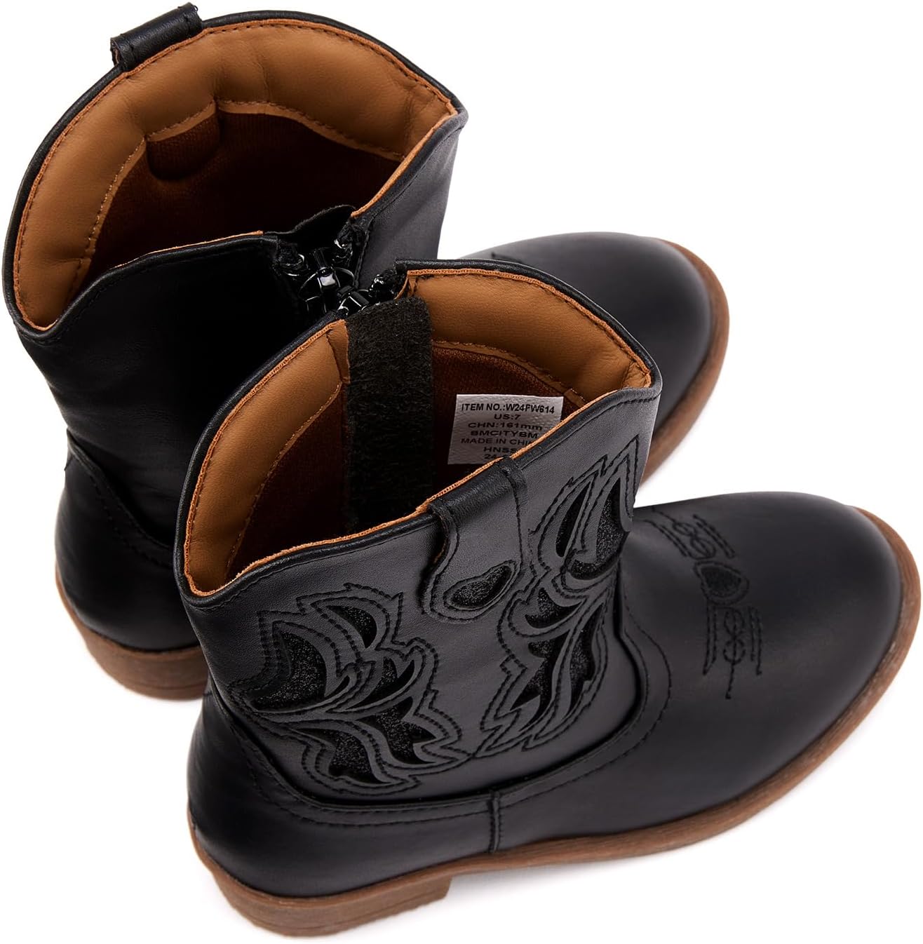 BMCiTYBM Toddler Little Girls Cowboy Cowgirl Boots Kids Pointed Toe Western Boots Mid Calf Side Zipper Riding Shoes for All Seasons (Toddler/Little Kid)