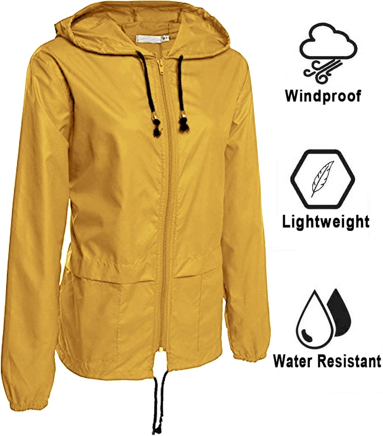 Avoogue Raincoat Women Lightweight Waterproof Rain Jackets Packable Outdoor Hooded Windbreaker - Image 3