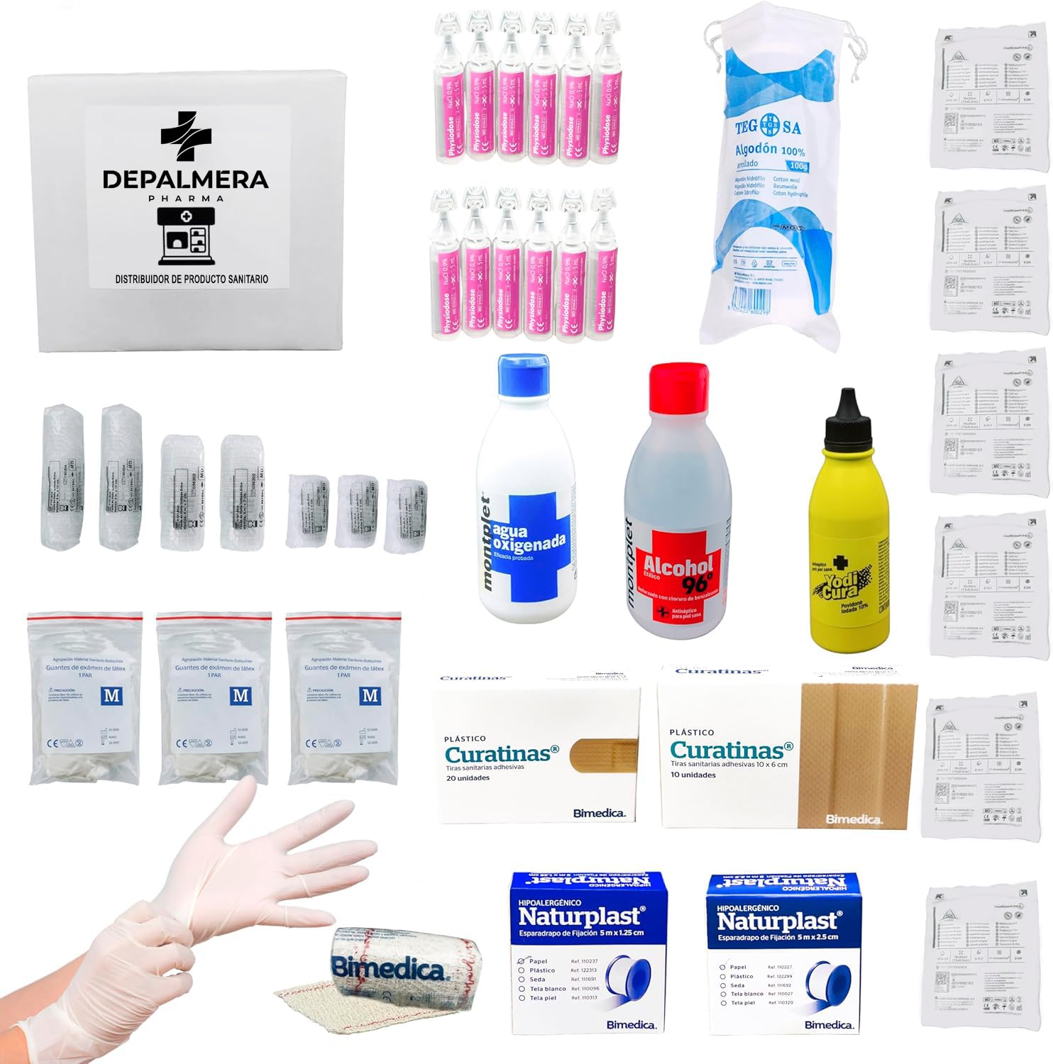 Pharma - Kit de Reposición para Botiquín de Primeros Auxilios Homologado, Accesorios para Botiquín, Apto para Armario o Maletín, Uso en Hogar, Empresa o Mutua
