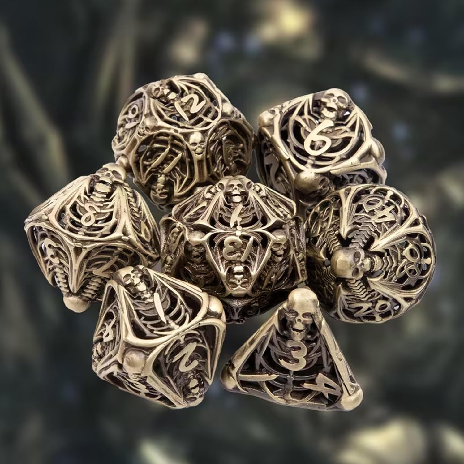 7pcs Yellow Skull Polyhedral Dice Set, Polyhedral Dice, Compatible with Role-Playing RPG Board Game Card Game