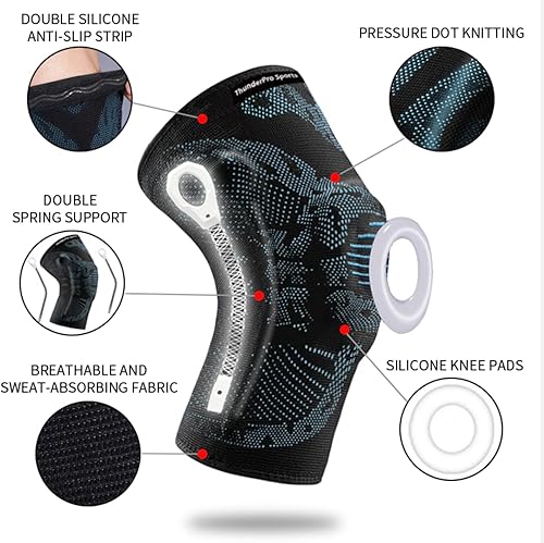 Miniatura 3 de Rodillera, rodillera de compresión, soporte de rodilla, hombres y mujeres para dolor de rodilla, entrenamiento, correr, artritis y recuperación, con