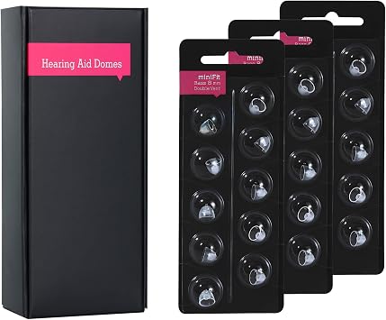 Hearing Aid Domes for Oticon Minifit Bass 8mm Double Vent 3 Packs, Universal Domes for Oticon Hearing Aid Supplies