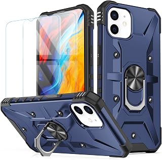 Capa para iphone 11 (2 protetores de tela de vidro temperado), iphone 11 Case, iphone 11 Capa (Azul)