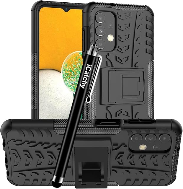 iCatchy for Samsung Galaxy A13 4G Case, Heavy Duty Hard Tough Dual Layer Hybrid Shockproof Cover compatible For Samsung Galaxy A13 4G Phone Case (Black)
