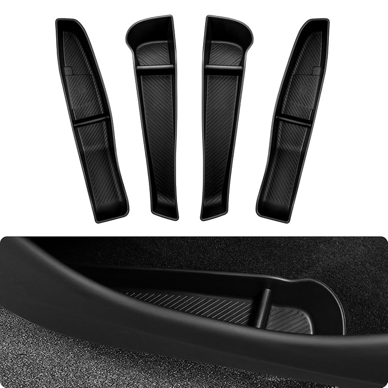 Bandejas Organizadoras para Portas BASENOR para Tesla Model Y Juniper e Model Y L 2025–2026, TPE, 4 peças