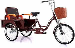 Three-Wheel Senior Tricycle with Low Step-Through Frame and Rear Basket