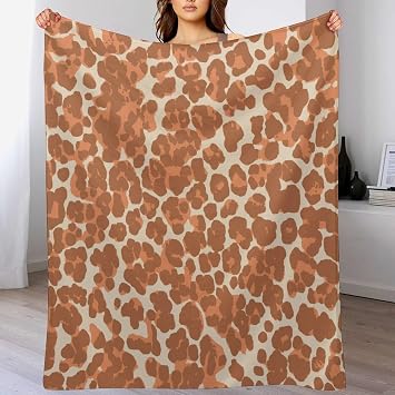ArogGeld Orange and Light Brown Leopard Flannel Blanket 30x40in Leopard Print Animal Cheetah Flannel Fleece Blankets Cosy Soft Warm Sofa Throw Christmas Housewarming Gift to Family