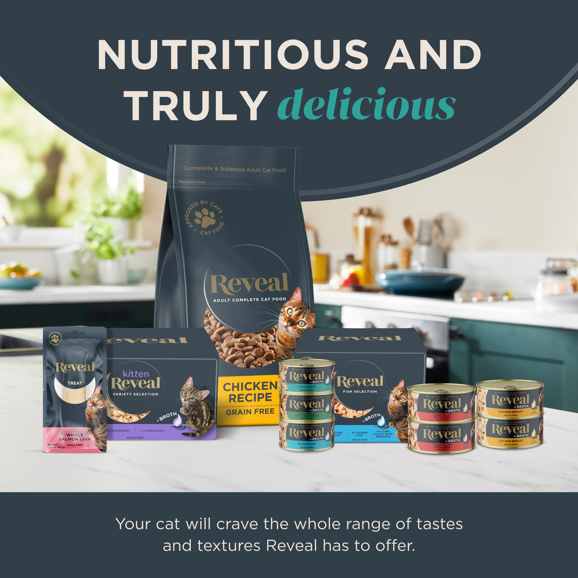 Reveal Natural Wet Cat Food in Broth, Limited Ingredient Grain Free Cat Food Pouches, Protein with No Artificial Additives, Chicken Breast in Broth (12 x 2.47 oz Pouches)