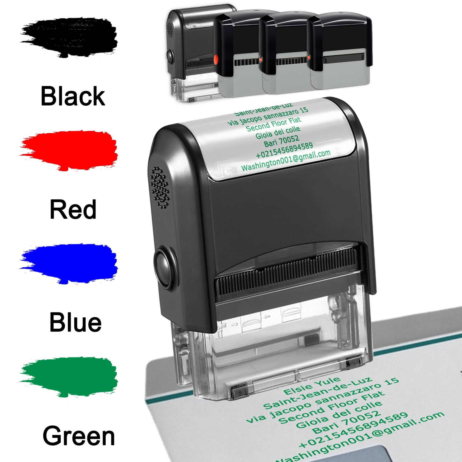 Morlavid Personalised Stamp Custom Stamps Self Inking With Stamp Pad Customise Return Address Stamp For Business Office,8 Lines