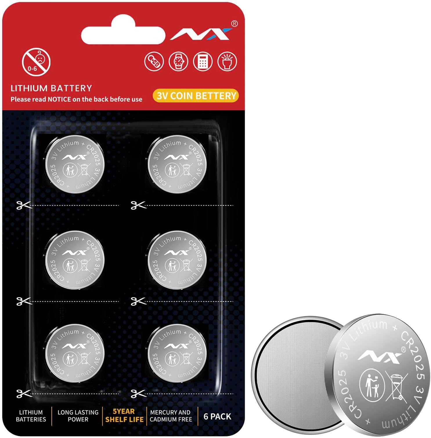 Tsrwuily CR2025 3V Lithium Battery Lithium Coin Battery for