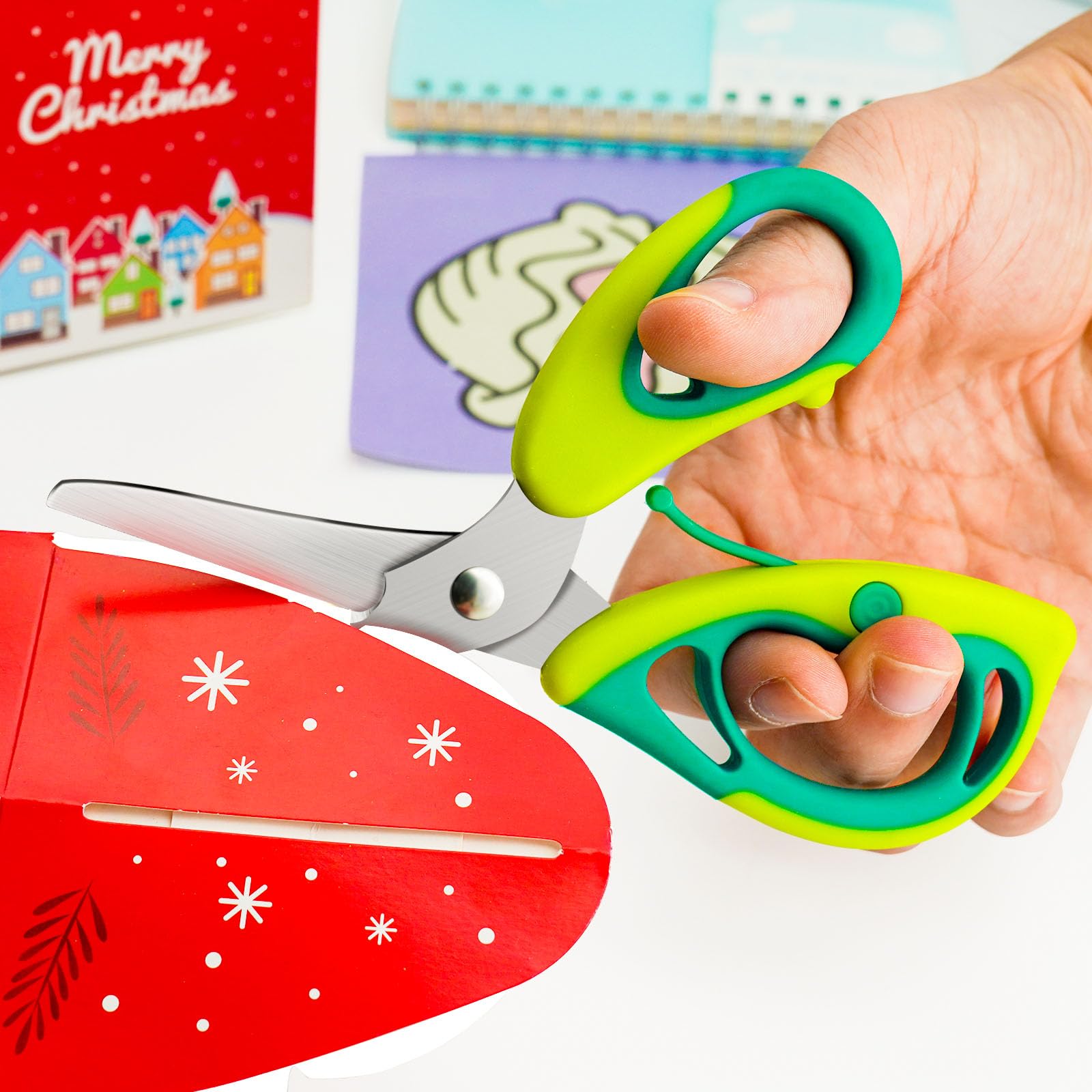CCR Kids Scissors,Craft Scissors with Cover,Suitable for Children 5+,Stainless Steel Blades with Soft Handles,Suitable for School Kitchens and Home Use - Image 4