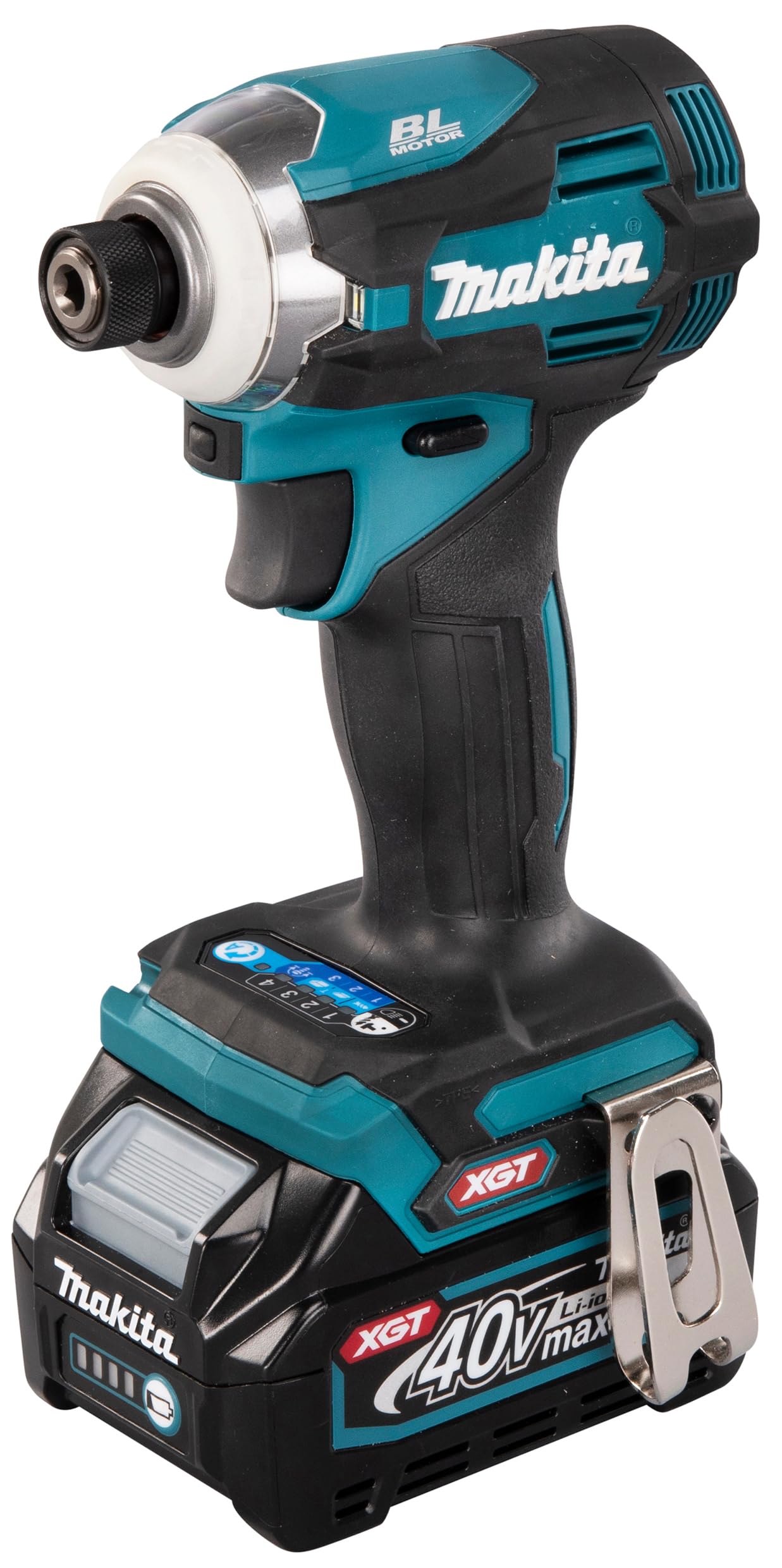 Makita TD001GD201 - Avvitatore a percussione a batteria, 40 V, max. 2,5 Ah, 2 batterie + caricatore in petrolio MAKPAC