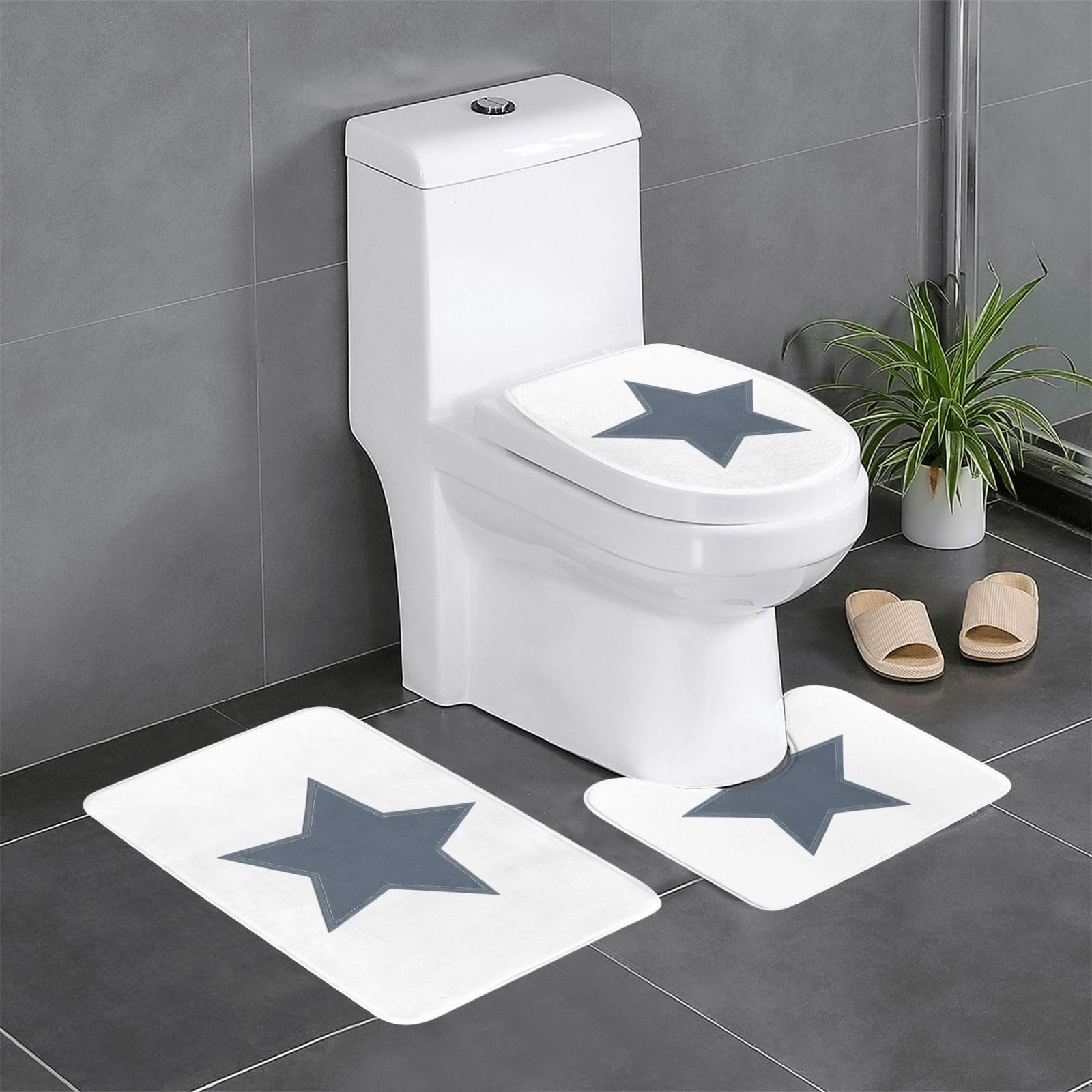 Tapis de sol antidérapants pour salle de bain au style denim gris