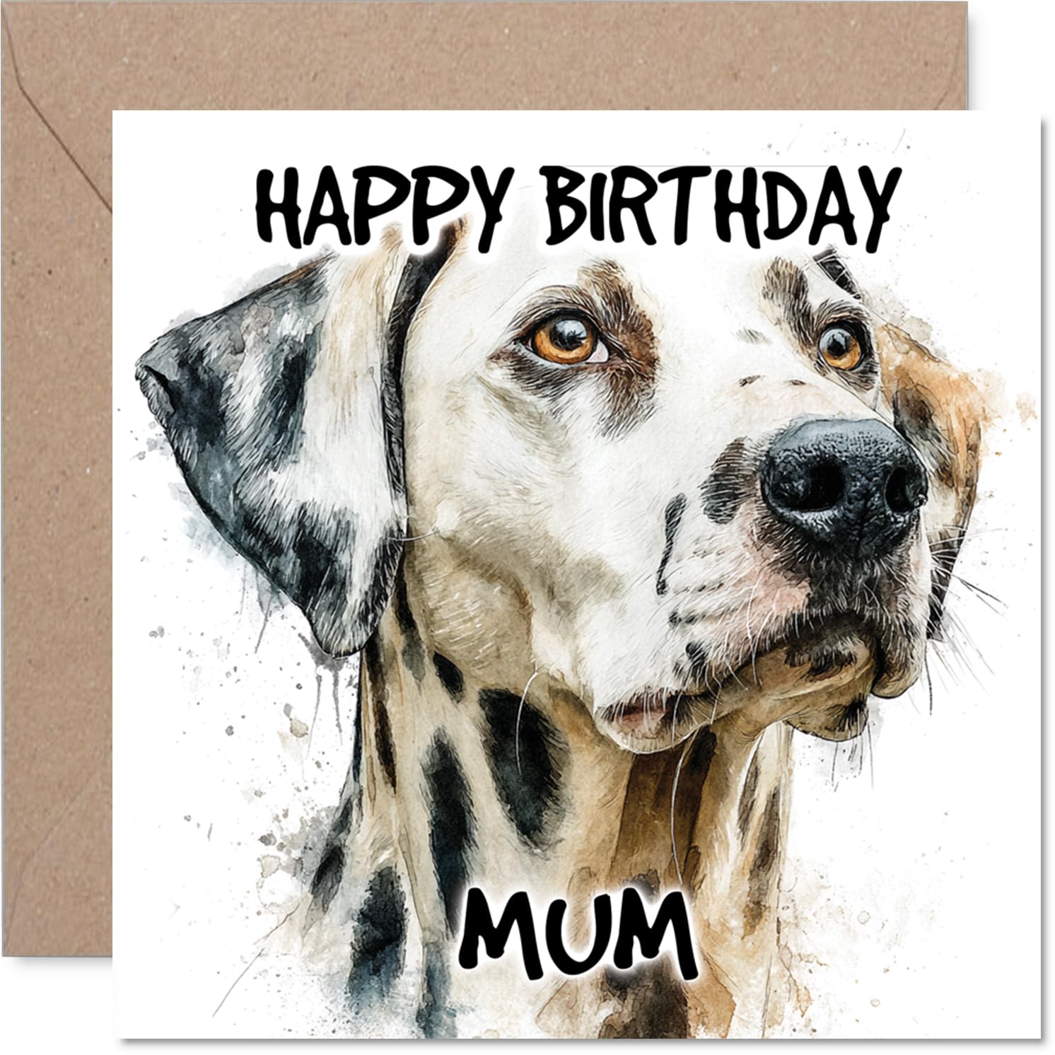 Mum Birthday Card - Dalmatian - Happy Birthday Card for Mum from Son Daughter, 145mm Dog Breeds Bday Greeting Cards