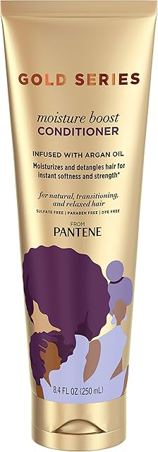 Pantene Gold Series Hair Conditioner For Curly Hair, Moisturises And Detangles Curls, Curly Hair Products For Dry Damaged Hair, For Afro Hair And Natural Hair, Instant Soft Curls, 250 ml