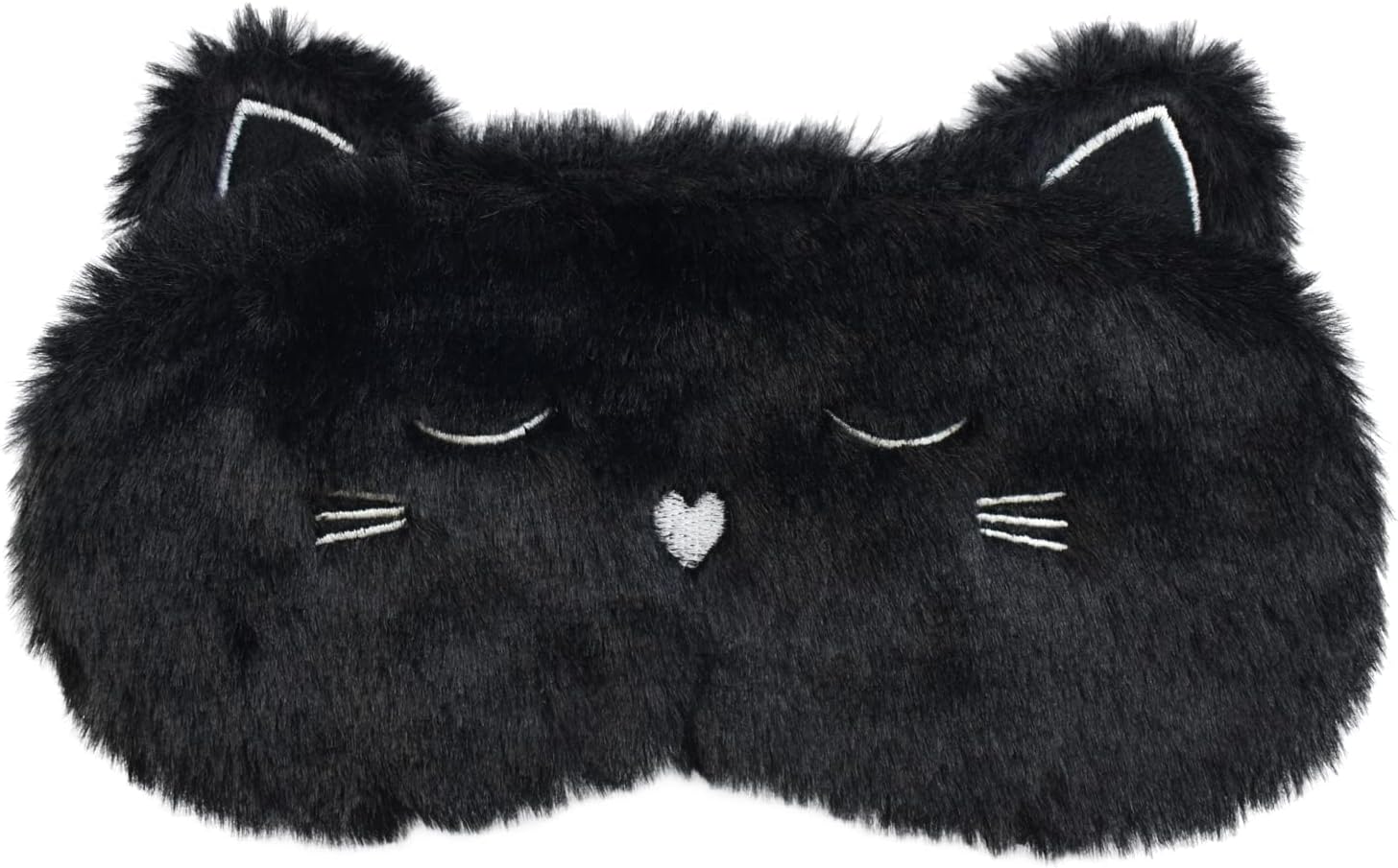 Ulife Mall Cute 3D Black Kitten Kids Eye Masks, Fluffy Soft Silk Plush Black Kitten Sleep Eye Mask Plush Cartoon Eye Cover Novelty Personalised Travel Blindfold for Kids Girls Boys Women-Black
