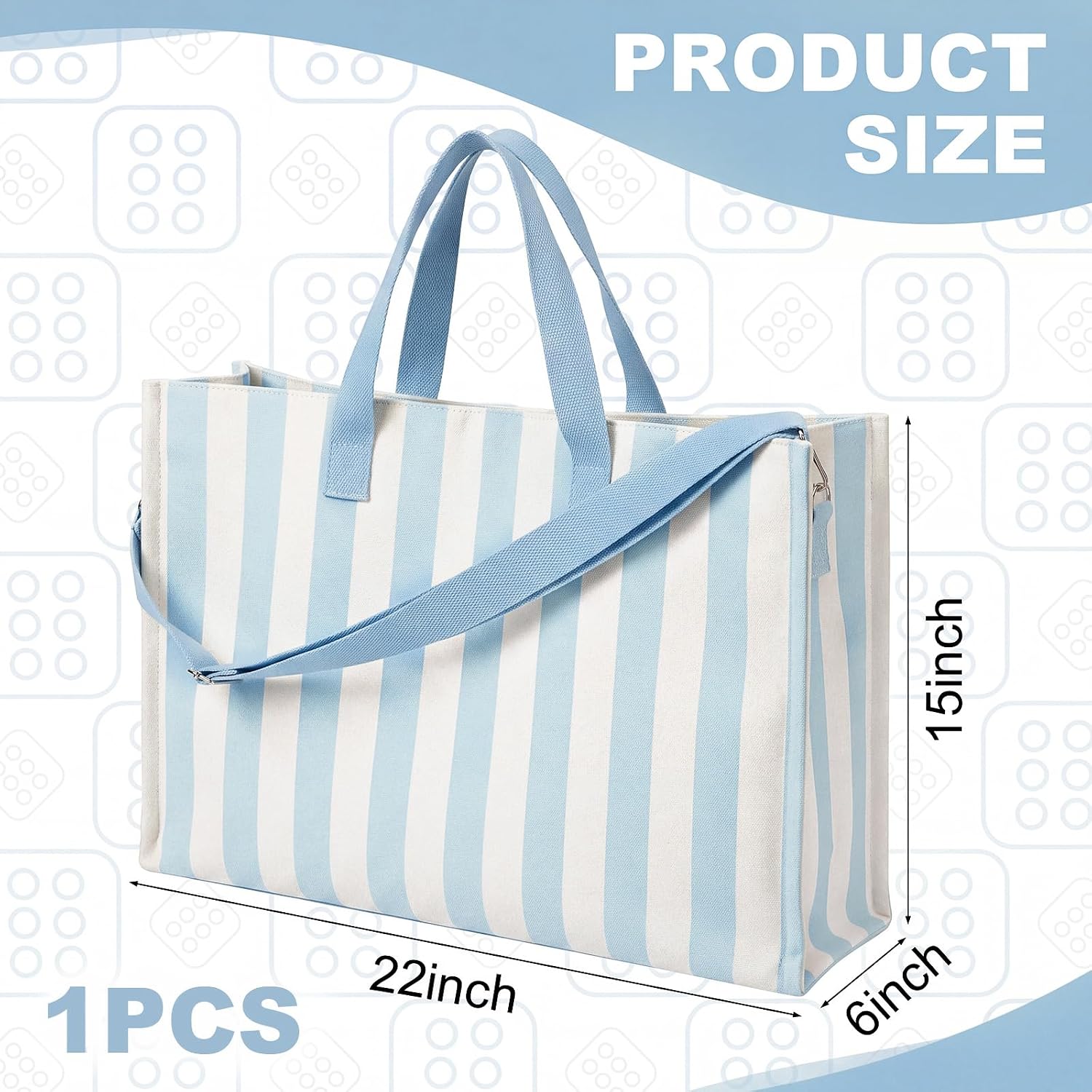 Empty Mahjong Bag for Tiles 22x15x6 Inches Thickened Canvas Mahjong Carrying Tote Bag with Lining and Thicker Handle for Enthusiasts Women Men Party Supplies Case Only (Blue and White Striped) image 2