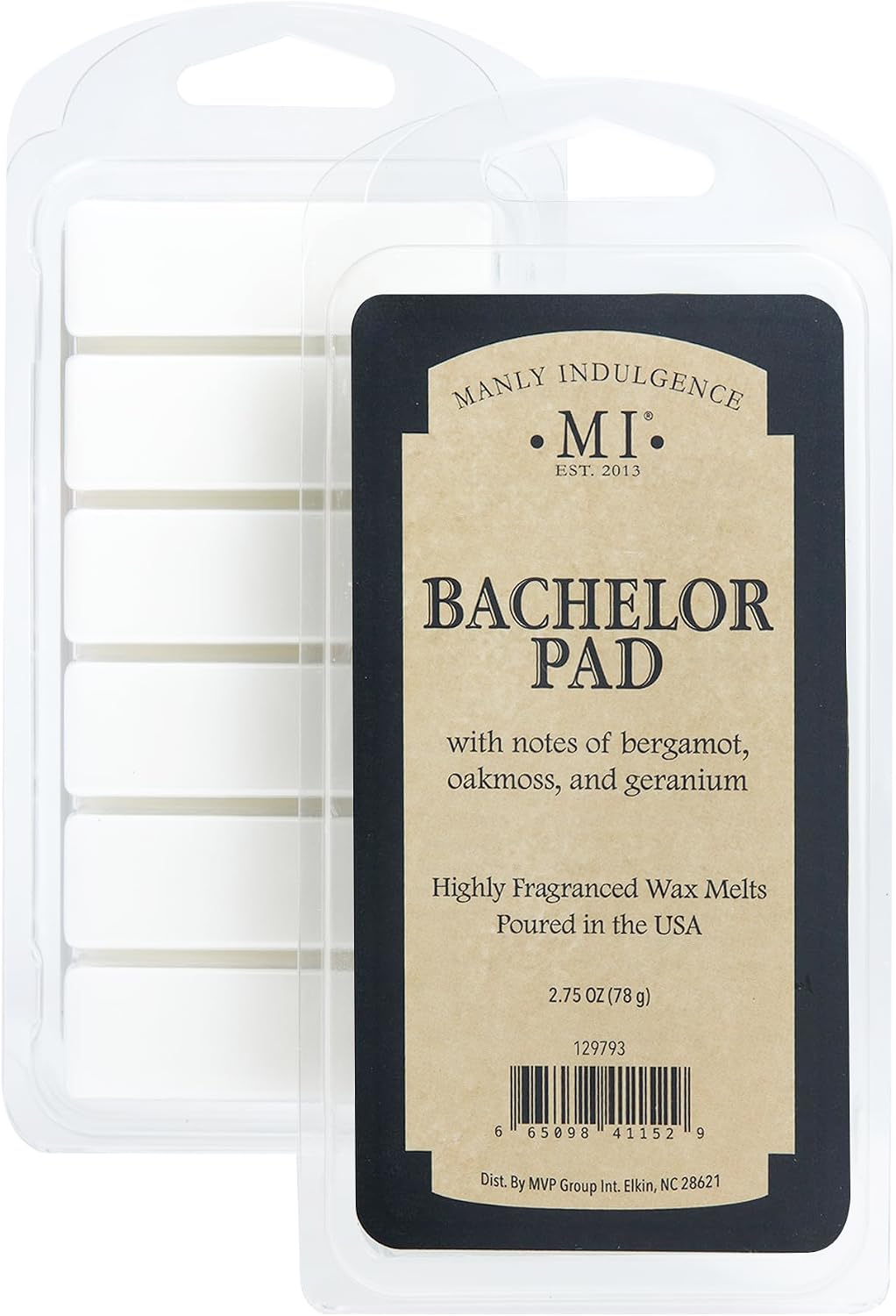 Manly Indulgence Bachelor Pad Scented Wax Melts, Wax Melt Warmer Cubes, Long Lasting Scented Wax Warmer Cubes, 4 Pack, 6 Cubes Each - Made in The USA