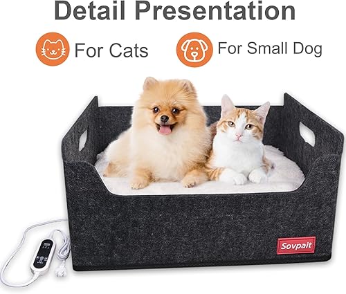 Miniatura 4 de Cama climatizada para gatos de interior, cama climatizada para mascotas para gatos de interior y perros pequeños, con almohadilla de calefacción
