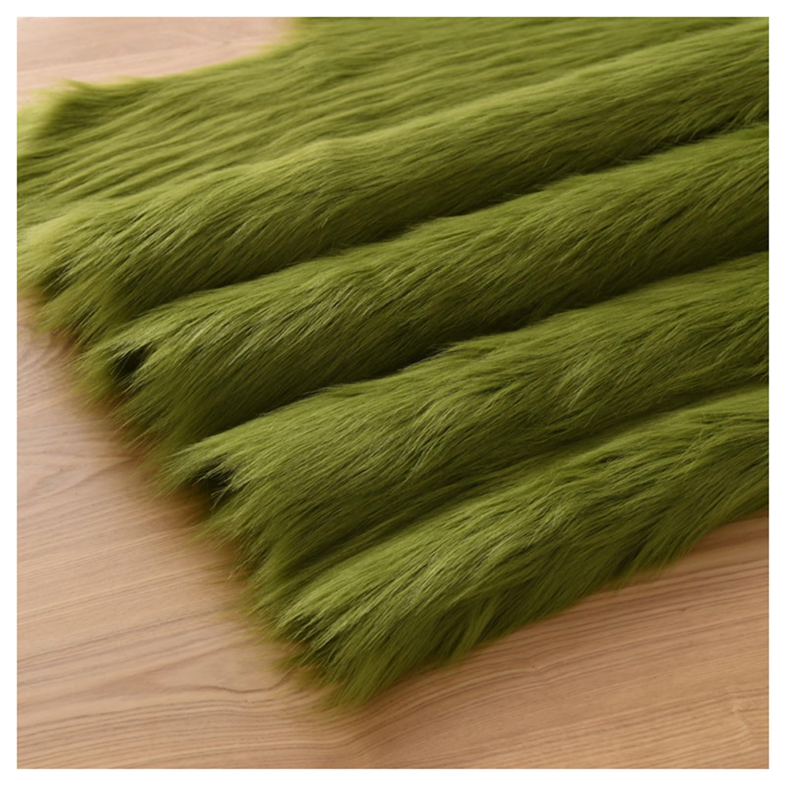 Long Pile Faux Fur Fabric, Fluffy Decorative Fake Fur Material, 5cm Soft Plush Faux Imitation Fur Material For Fancy Dressed, Costume, Cosplay, Gnome Beards, Art Crafts, Fursuit, 50x50cm(Color:Olive-G