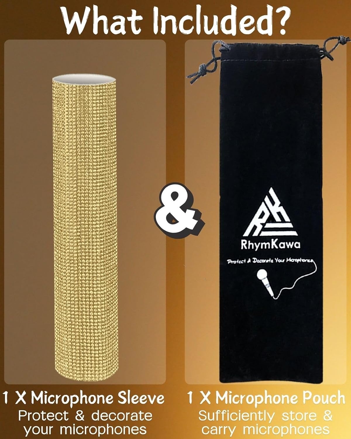 Champagne Gold Crystal Wireless Mic Cover for Universal Handheld image 4