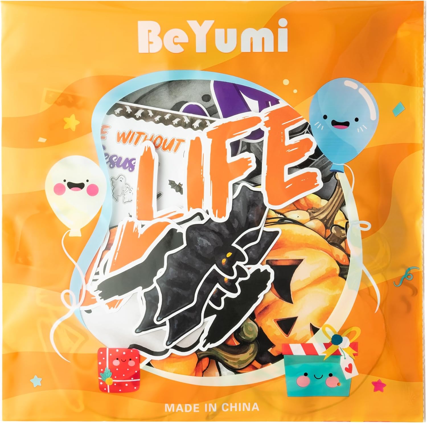 BeYumi Halloween Bulletin Board Set - 67Pcs Halloween Christian Bulletin Board Set Life without Jesus Is Spooky Cross Pumpkin Cutout Border Trim Religious Sunday School Classroom Chalkboard Wall Decor