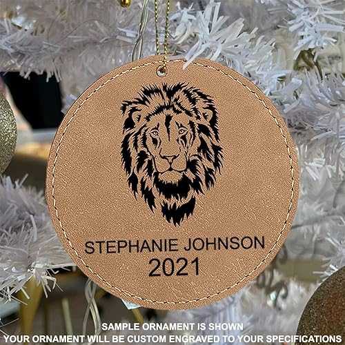 Miniatura 2 de LaserGram Personalized Christmas Ornament, World's Greatest Aunt, Faux Leather, Custom Laser Engraved Gift Idea (Round Shape, Light Brown)