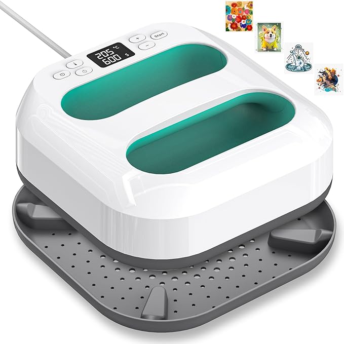 Heizpresse,Transferpresse Plotter con Zeitmesser,Tragbare Heizpresse　22.5cm*22.5cm，DIY Buigelpresse für Hosen/Hüte/Taschen/Cotton/Polyester