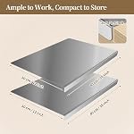 Stainless Steel Cutting Board Set, 2 Pack Kitchen Metal Chopping Board Set with Counter Lip Dishwasher Safe for Meat, Fish, Vegetables, Fruits, Bread & Pastry (40 x 30cm/ 16 x 12 in)