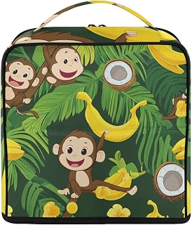 Standing Makeup Bag Jungle Monkey Banana Travel Toiletry Bag | Top Handle, Multi-compartment, Trolley Sleeve, Adjustable Dividers, Large Capacity,Colorful Print