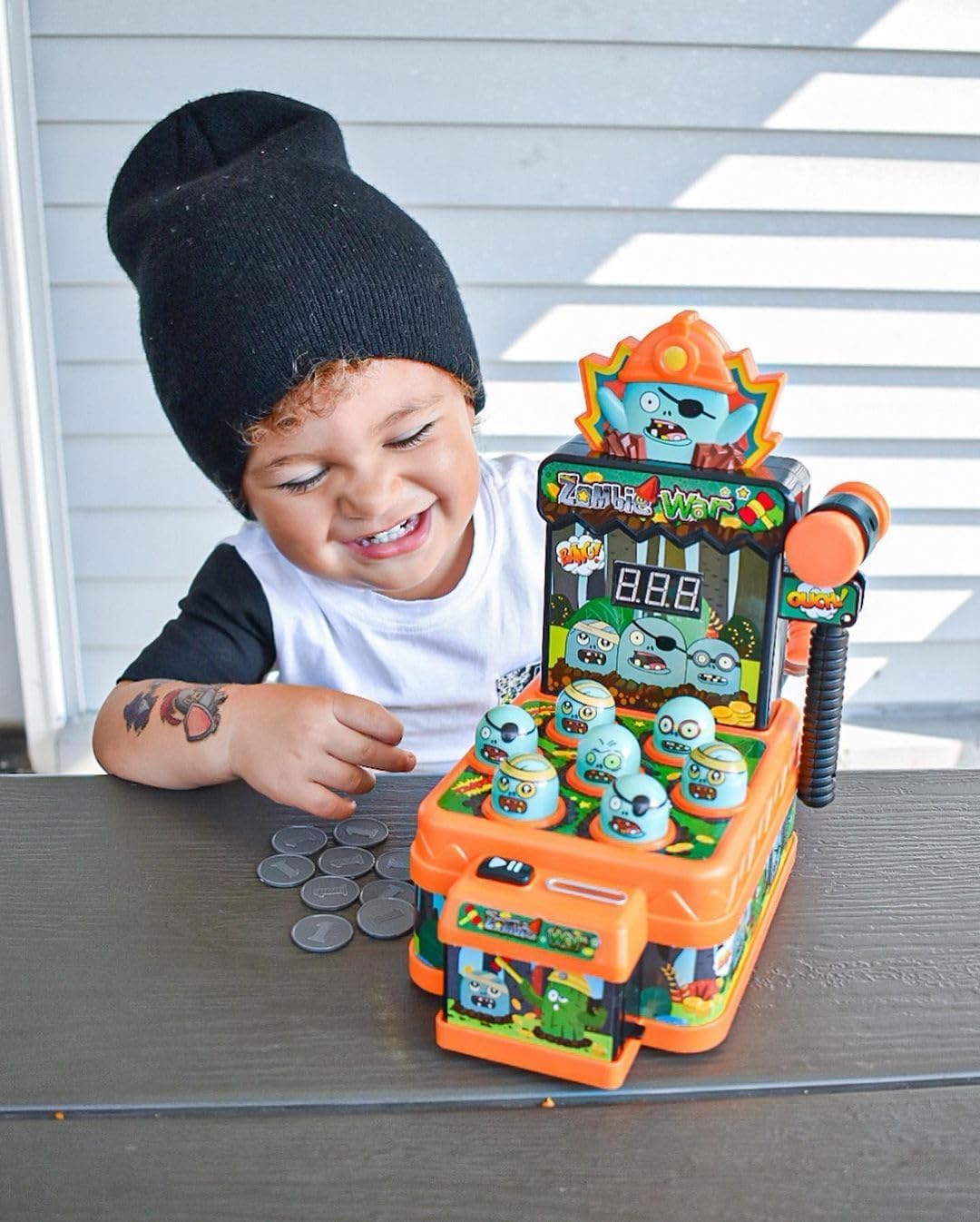 Amoyasite Arcade Game Toys for 3 Year Old, Mini Electronic Interactive Hammering & Pounding Toys, Gift Idea for Toddler Kids Boys Girls Ages 3 4 5 6 7 8+, Cartoon Zombie Style Fun Halloween Toy