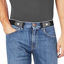 JASGOOD No Buckle Stretch No Show Belt for Men 1.38 inches Wide, Buckless Invisible Elastic Belt for Jeans/Trousers