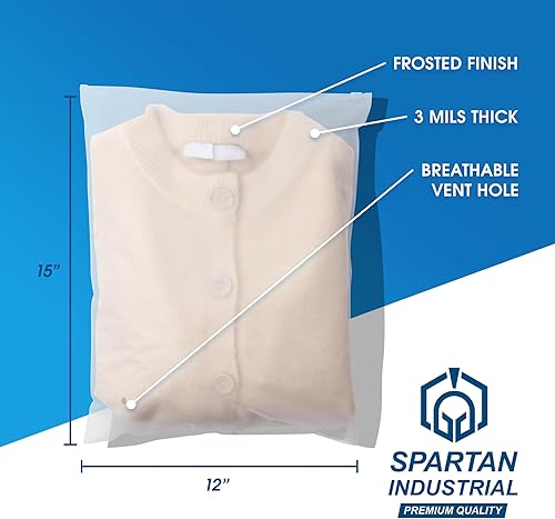 Miniatura 9 de Spartan Industrial - Bolsas de plástico con cierre resellable de 9 x 12 pulgadas (500 unidades) de 3 mil con cierre resellable y orificio de