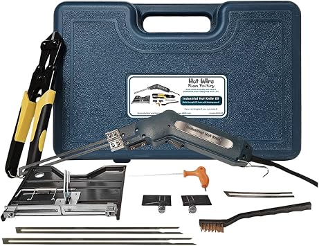 Hot Wire Foam Factory Industrial Hot Knife Foam Cutting Kit | 45 Min Continuous Use | Variety of Cutting Blades, Bendable & Shapeable | Sled Guide Attachment | Cuts Styrofoam, EPS, XPS, Polystyrene