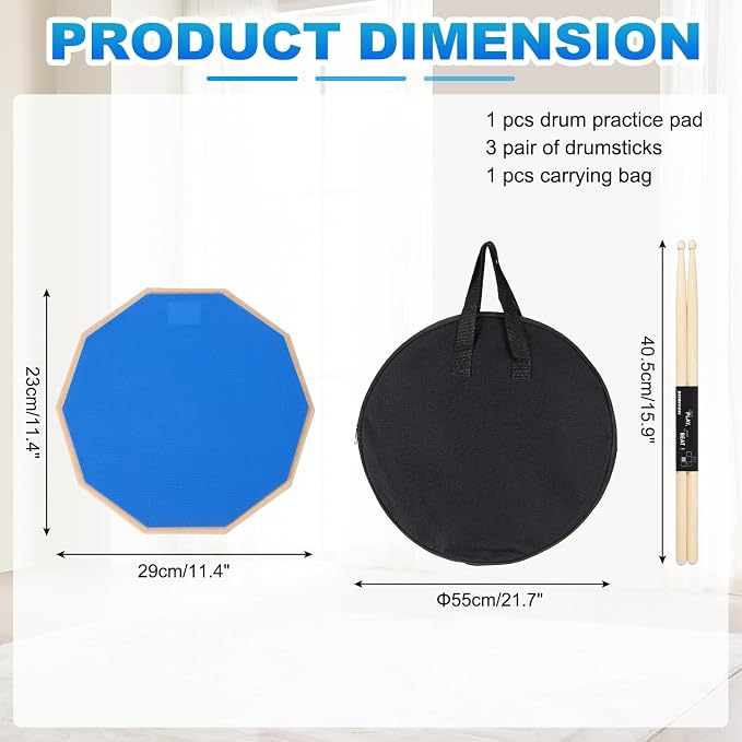 Set de Pad de Práctica para Batería 12 Pulgadas Doble Cara Azul miniatura 2