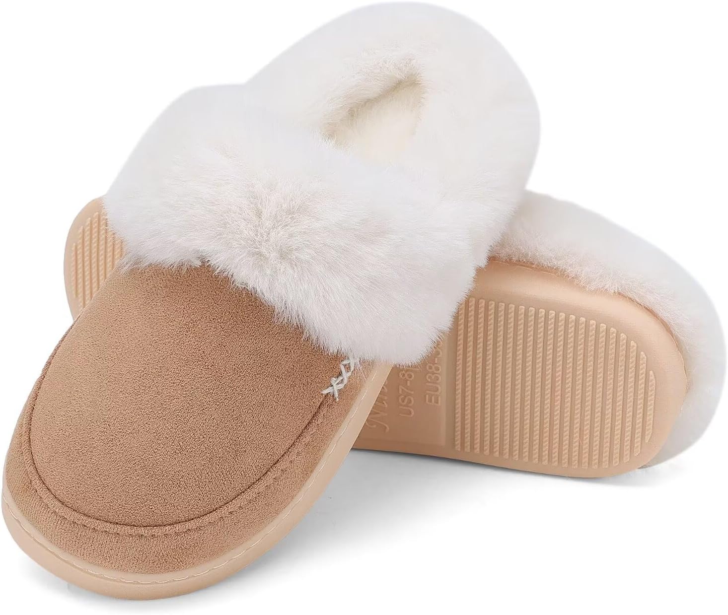 NineCiFun Women's and Men's Memory Foam House Slippers, Faux Fur Lined Indoor Fuzzy Slippers with No-slip Sole, Slip on Suede Home Shoes, Warm Winter Gift for Women & Men - Image 7
