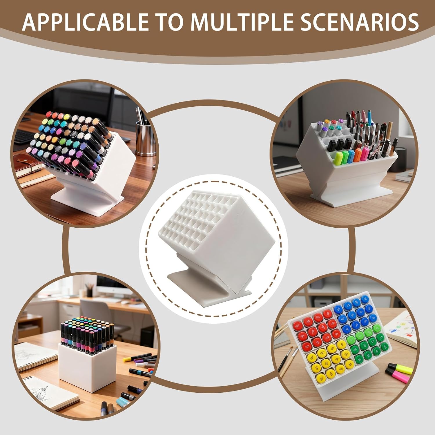 Marker Storage Organizer, 48 Slots 12mm Marker Storage, Vertical/45° Angle