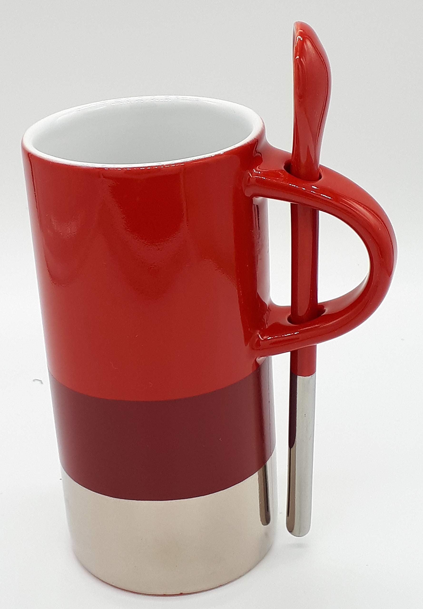 StarbucksVerismo Mug, 8 fl oz with Spoon Red Silver