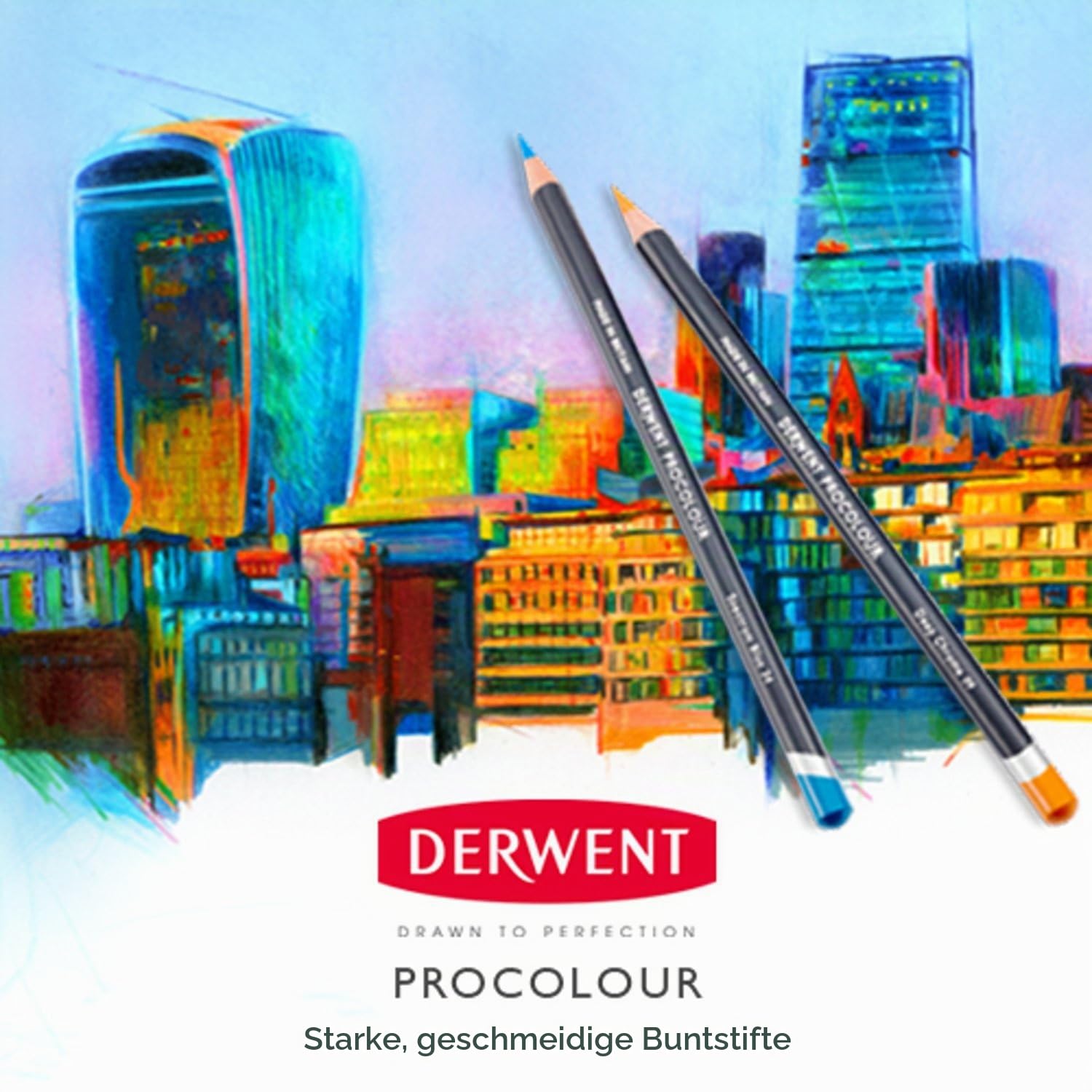 Derwent Procolour Buntstifte, Set mit 24 Stück in Metalldose, 4mm Runder Kern in Premium-Stärke, Glatte Textur, Ideal fürs Zeichnen und Malen, Profi-Qualität, 2302506